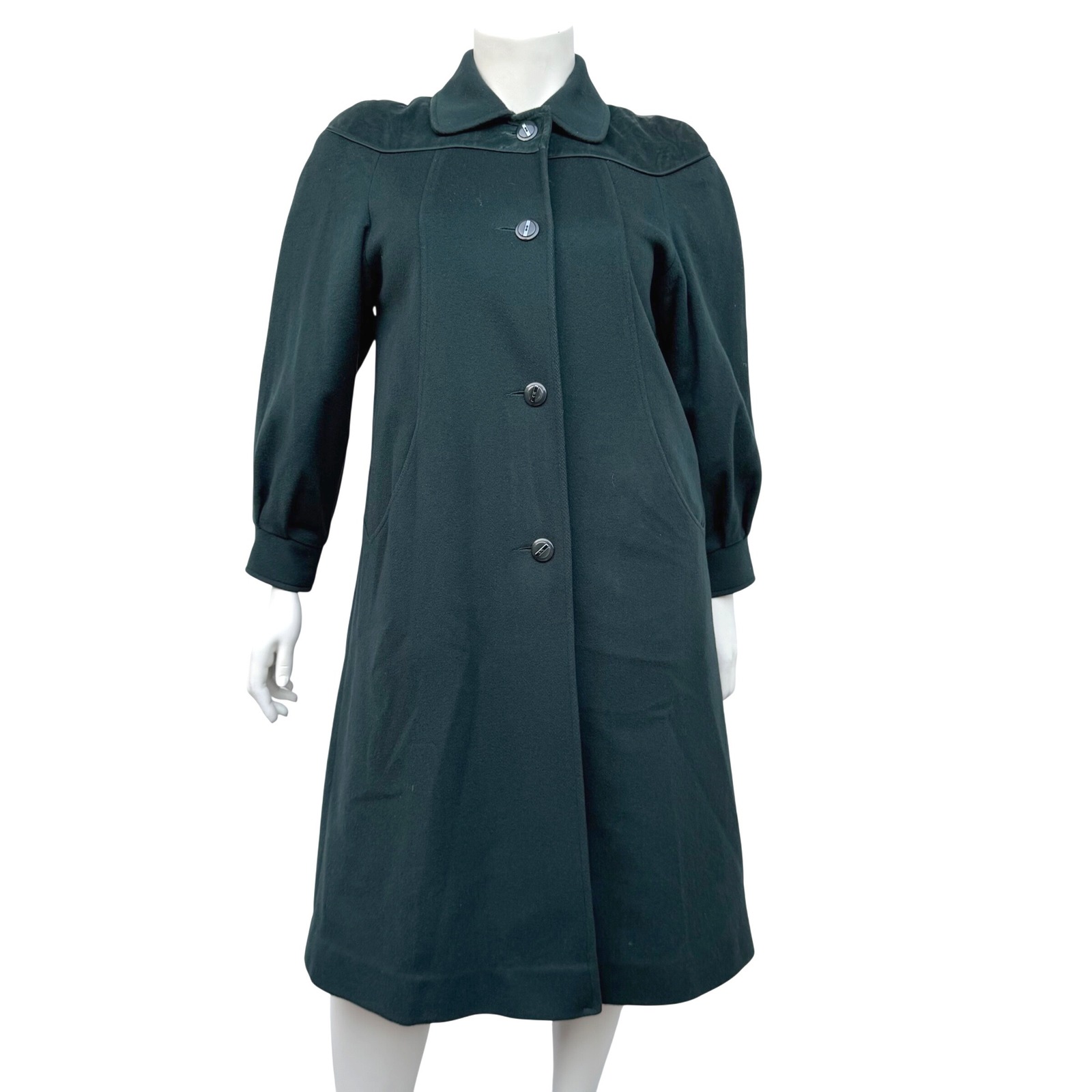 Me-Jay Montreal Wool Coat Forest Green Vintage Dark Academia Twee L